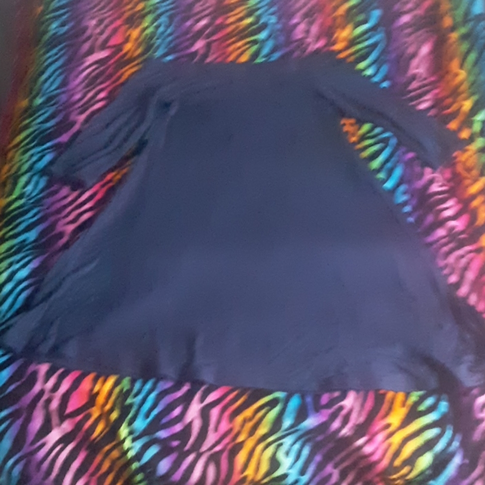 A blue strapless shirt